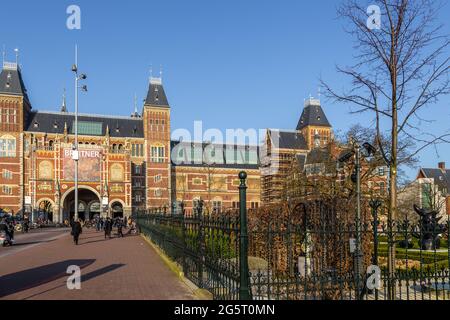 Olanda, Amsterdam - 12 marzo 2016: Il Rijksmuseum, Museo Nazionale Olandese dedicato alle arti e alla storia di Amsterdam. Foto Stock