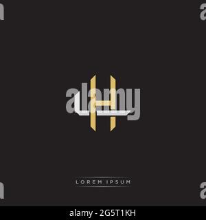 Lettera iniziale sovrapposta interlock logo monogramma linea art stile isolato su sfondo nero modello Illustrazione Vettoriale