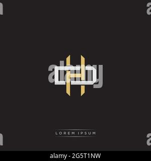 Lettera iniziale sovrapposta interlock logo monogramma linea art stile isolato su sfondo nero modello Illustrazione Vettoriale