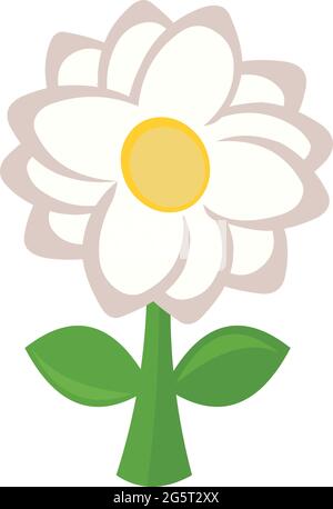 Vettore emoticon illustrazione di una pianta con un fiore bianco Illustrazione Vettoriale