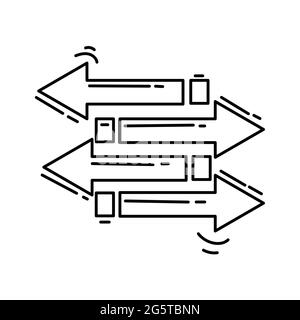 Icona di connessione eCommerce. Set di icone disegnate a mano, nero contorno, icona doodle, disegno di icone vettoriali. Illustrazione Vettoriale