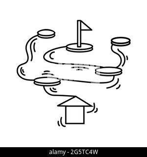 Strategia dell'icona di eCommerce . insieme di icone disegnate a mano, nero del contorno, icona del doodle, disegno dell'icona del vettore. Illustrazione Vettoriale