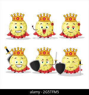 Un cerchio di fetta di Re carismatico di cartoni animati di ananas con una corona d'oro Illustrazione Vettoriale