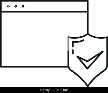 Concetto di programmazione online database tecnologia informatica icona, memorizzazione dati in remoto, proteggere informazioni contorno flat vettore illustrazione, isolato su bianco. C Illustrazione Vettoriale