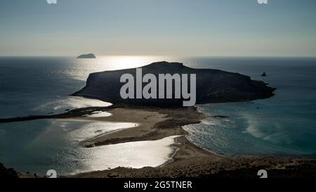 An der Balos Bay auf der Halbinsel Gramvousa mit Blick auf Halbinsel Kap Tigani, Gem. Kissamos, Creta, em 10.06.19. Foto Stock