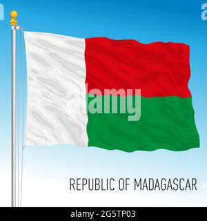 Bandiera nazionale ufficiale del Madagascar, paese africano, illustrazione vettoriale Illustrazione Vettoriale