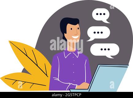 Ufficio di comunicazione e chat online Illustrazione Vettoriale