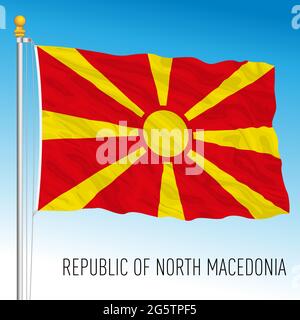 Bandiera nazionale ufficiale della Macedonia del Nord, paese europeo, illustrazione vettoriale Illustrazione Vettoriale