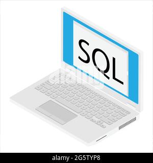 Concetto di codifica vettoriale per laptop. Sviluppatore Web, progettazione, programmazione. Codice schermo del computer portatile Illustrazione Vettoriale