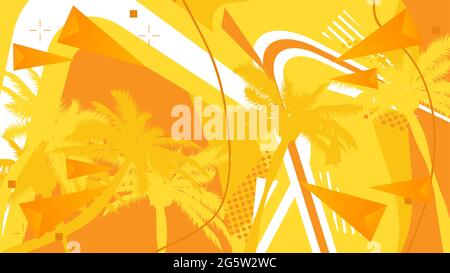 Banner Summer background astratto, modello di poster con palme. Illustrazione Vettoriale