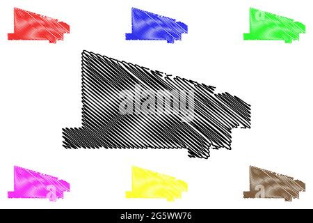Vilas County, stato del Wisconsin (contea degli Stati Uniti, Stati Uniti d'America, Stati Uniti) mappa vettoriale, scrimble sketch mappa Vilas Illustrazione Vettoriale