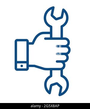 Simbolo della chiave di ritegno manuale per la riparazione o la manutenzione icona dell'illustrazione vettoriale Illustrazione Vettoriale