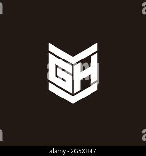 Monogramma alfabeto logo con emblema isolato su sfondo nero Illustrazione Vettoriale