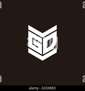 Monogramma alfabeto logo con emblema isolato su sfondo nero Illustrazione Vettoriale