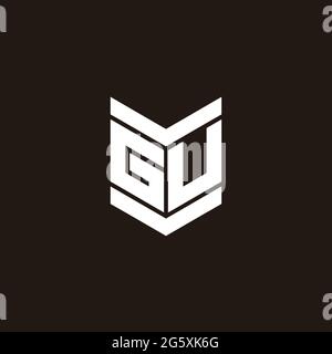 Monogramma alfabeto logo con emblema isolato su sfondo nero Illustrazione Vettoriale