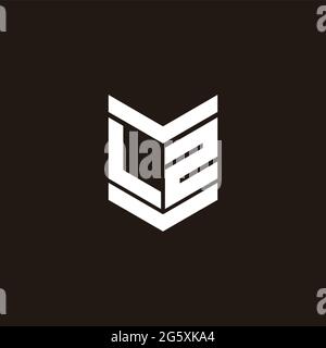 Monogramma alfabeto logo con emblema isolato su sfondo nero Illustrazione Vettoriale