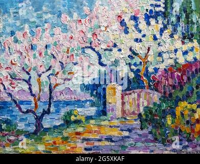 Paul Signac opera intitolata Flowering Almond Trees - Arbres (amandiers) en fleurs - Almond Trees in flower - 1896 Foto Stock
