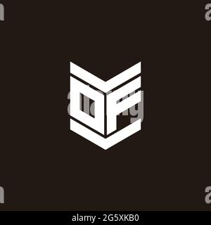 Monogramma alfabeto logo con emblema isolato su sfondo nero Illustrazione Vettoriale