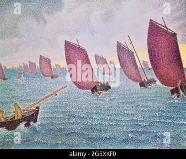 Paul Signac opera intitolata Regata in Concarneau. Foto Stock