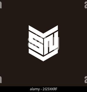 Monogramma alfabeto logo con emblema isolato su sfondo nero Illustrazione Vettoriale
