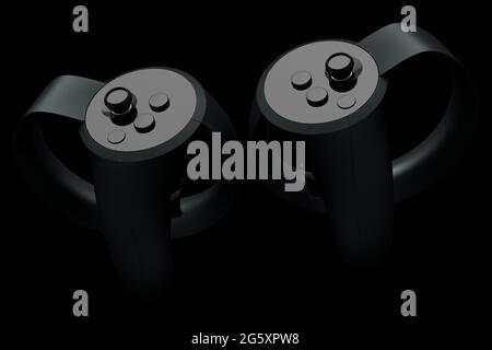 Controller di realtà virtuale per il gaming online e cloud in nero sfondo Foto Stock