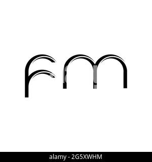 Monogramma FM con logo con slice arrotondato modello di design moderno isolato su sfondo bianco Illustrazione Vettoriale