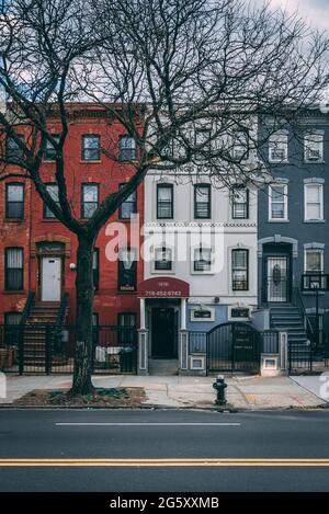 Case a Bushwick, Brooklyn, New York City Foto Stock