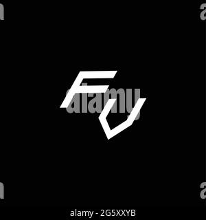 Monogramma con logo FV con stile fino a giù modello di design moderno isolato su sfondo nero Illustrazione Vettoriale