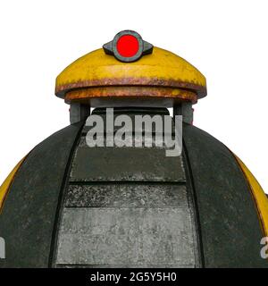 robot ball id verticale su sfondo bianco, illustrazione 3d Foto Stock