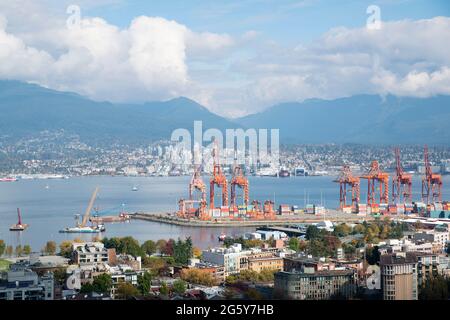 Terminal dei container a Vancouver Foto Stock