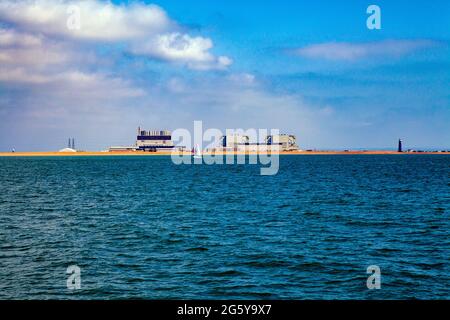 Le centrali nucleari di Dungeness ora sono state dealimentate, smantellate e chiuse, Kent, Inghilterra, Regno Unito Foto Stock