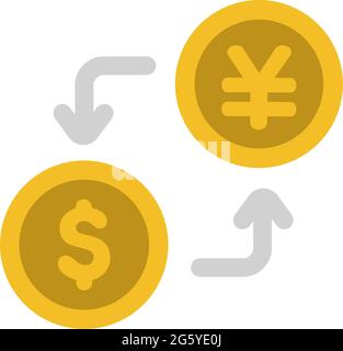 Illustrazione delle icone vettoriali per lo scambio di denaro ( yen giapponese e dollaro statunitense ) Illustrazione Vettoriale