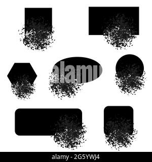 Forme di distruzione quadrate e a cerchio isolate su sfondo bianco Illustrazione Vettoriale