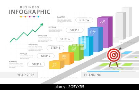 Modello infografico per le aziende. Diagramma grafico moderno con timeline del progetto, infografica vettoriale di presentazione. Illustrazione Vettoriale