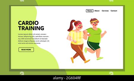 Cardio addestramento uomo sovrappeso e donna vettore Illustrazione Vettoriale