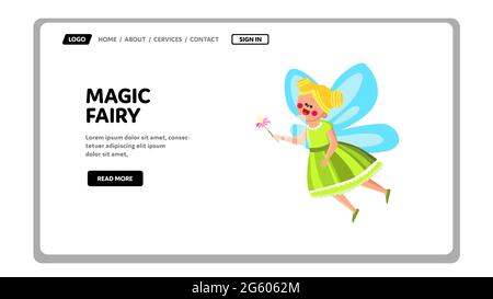 Magic Fairy Princess volare con Flower Vector Illustrazione Vettoriale