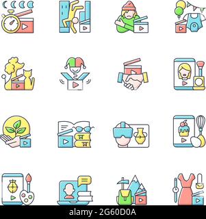 Set di icone RGB per videografia Illustrazione Vettoriale