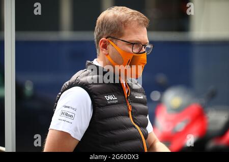 Andreas Seidl Team Principal McLaren Mercedes, campionato del mondo di Formula 1 2021, GP d'Austria 1-4 luglio 2021 Foto Stock