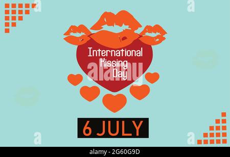 Modello vettoriale per il giorno del bacio internazionale Illustrazione Vettoriale