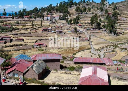 Isola di Taquile Perù 'lago titicaca 2009 agosto Foto Stock