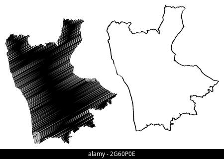 Provincia Cosenza (Italia, Repubblica Italiana, Regione Calabria) mappa illustrazione vettoriale, schizzo della mappa Provincia di Cosenza Illustrazione Vettoriale