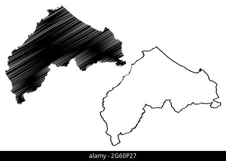 Provincia di Ancona (Italia, Repubblica Italiana, Marche o Regione Marche) mappa illustrazione vettoriale, abbozzamento carta Provincia di Ancona Illustrazione Vettoriale