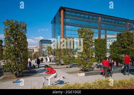 Francia, Parigi, Parc Andre Citroen, la grande serra tropicale Foto Stock