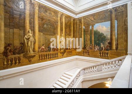 Francia, Parigi, il museo Carnavalet, la scala dell'hotel de Luynes Foto Stock