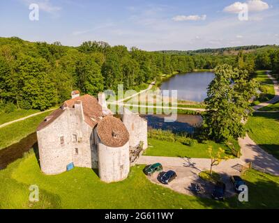 Francia, Val d'Oise, Foresta di Montmorency, il castello di Chasse (vista aerea) Foto Stock