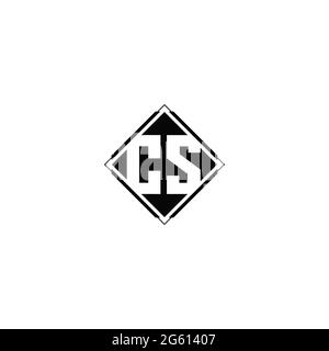 Logo monogramma con forma quadrata a diamante isolato su colori neri e sfondo bianco Illustrazione Vettoriale