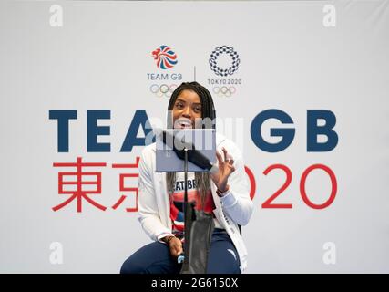 Abigail Irozuru durante la sessione di kitting out per le Olimpiadi di Tokyo 2020 al NEC di Birmingham, Regno Unito. Data immagine: Lunedì 28 giugno 2021. Foto Stock