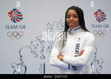 Abigail Irozuru durante la sessione di kitting out per le Olimpiadi di Tokyo 2020 al NEC di Birmingham, Regno Unito. Data immagine: Lunedì 28 giugno 2021. Foto Stock