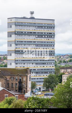 Glasgow blocchi di case sociali a Woodside, Scozia, Regno Unito Foto Stock