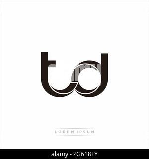 Initial Letter Split minuscola Monogramma moderno contorno collegato Logo arrotondato isolato su sfondo bianco Illustrazione Vettoriale